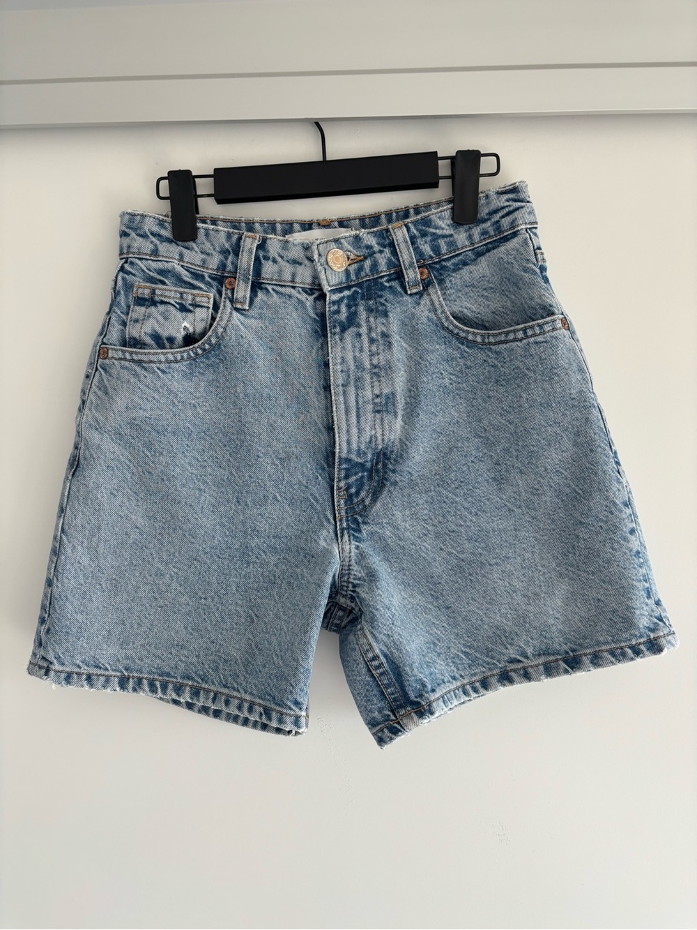 Zara Light Blue Denim High-Rise Jean Shorts